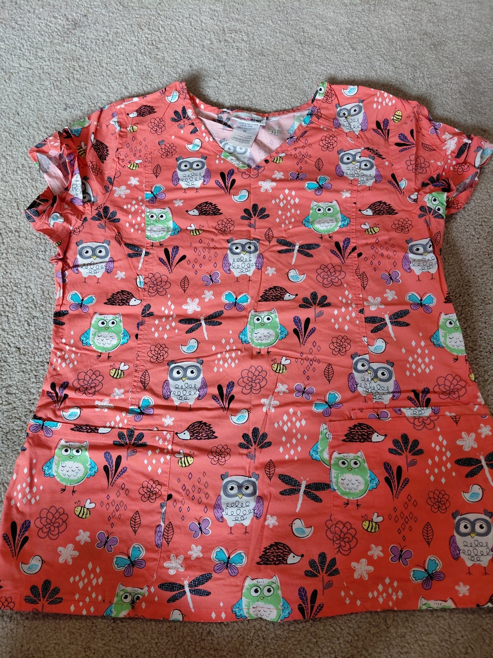 Scrubstar Owl Print Scrub Top